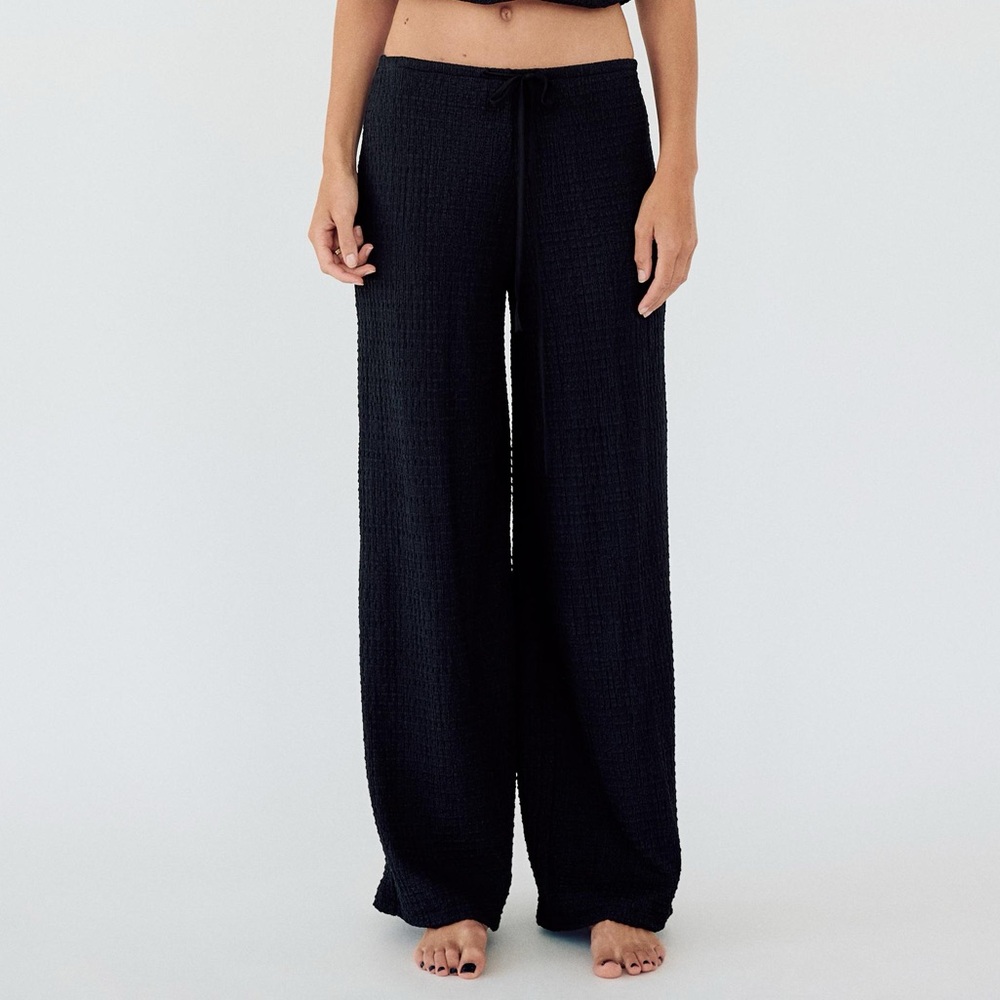 Zara Black Textured Pants